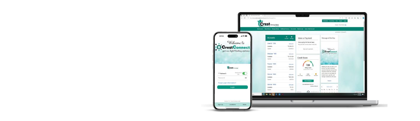 Digital Banking Portal on laptop and smart phone