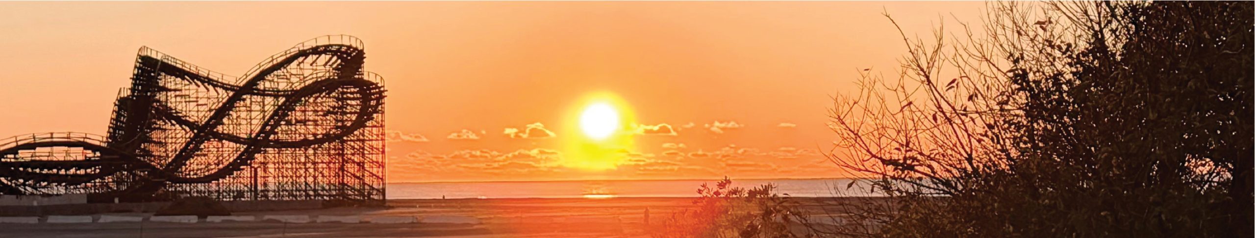 Roller Coaster on the beach at sunrise wildwood